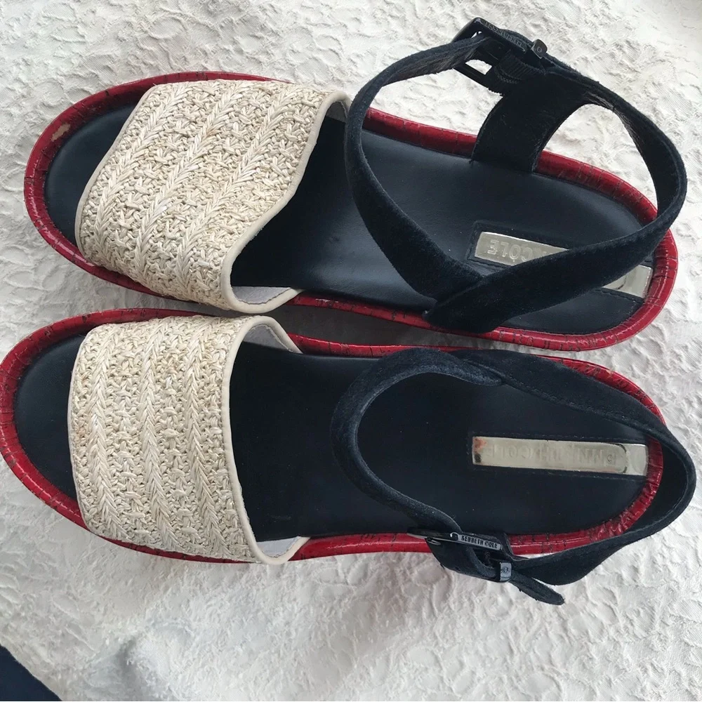 Kenneth Cole Danton platform shoes red/black straps size 9M - Picture 15 of 16